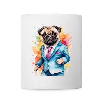 Carlin Costume Chien Coloré Drôle Animal Design Imprimer - Mug blanc - blanc - Devant