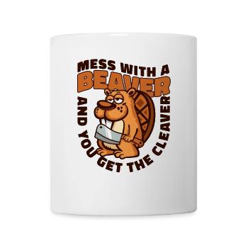 Jouez avec un castor et obtenez le couperet eurasien - Mug blanc - blanc - Devant