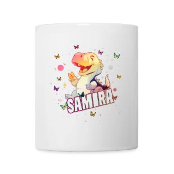 SAMIRA - Beau nom de FILLE avec mignon DINO - Mug blanc - blanc - Devant