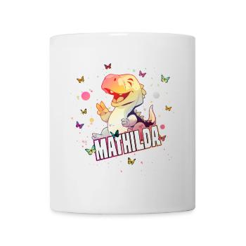 MATHILDA - Schöner MÄDCHEN Name mit süßem DINO - Tasse - Weiß - Vorne