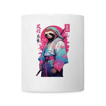 Samurai Faultier Aesthetic Vaporwave Stil - Tasse - Weiß - Vorne