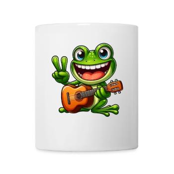 Frosch Gitarre Gitarrist Süß Comic Musiker Peace - Tasse - Weiß - Vorne