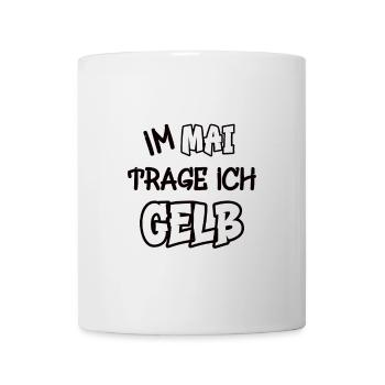 Im Mai trage ich gelb Spruch Farbe gelb - Tasse - Weiß - Vorne