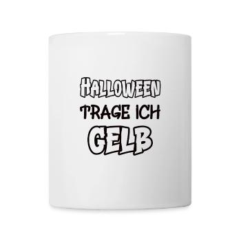 Halloween trage ich gelb Spruch Farbe gelb - Tasse - Weiß - Vorne