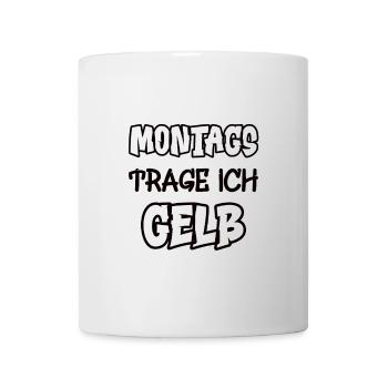 Montags trage ich gelb Spruch Farbe gelb - Tasse - Weiß - Vorne