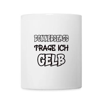 Donnerstags trage ich gelb Spruch Farbe gelb - Tasse - Weiß - Vorne