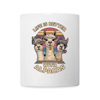 Das Leben ist besser mit Alpakas, süße Alpaka-Kunst, - Tasse - Weiß - Vorne