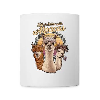 Life is Better with Alpacas, Alpaca Cute Art, - Mug - white - Front