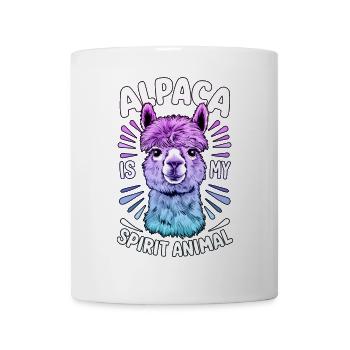 Alpaca Spirit Animal, Alpaca Rainbow Art, Fun - Mug - white - Front