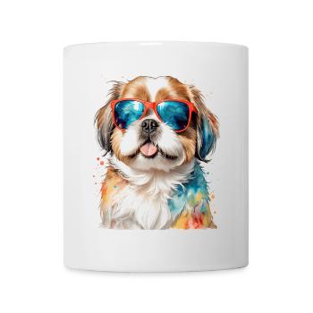Shih Tzu Sonnenbrille Hund Lustig Tier Print - Tasse - Weiß - Vorne