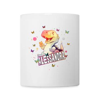 ALESSANDRA - Schöner MÄDCHEN Name mit süßem DINO - Tasse - Weiß - Vorne