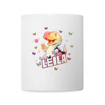 LEILA - Beau nom de FILLE avec mignon DINO - Mug blanc - blanc - Devant