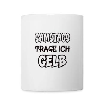 Samstags trage ich gelb Spruch Farbe gelb - Tasse - Weiß - Vorne