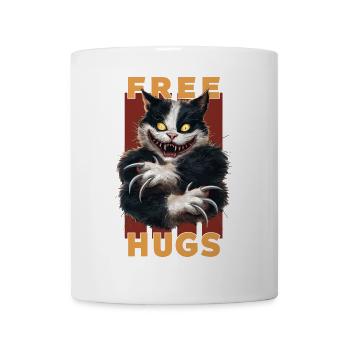 Lustige Umarmungen gratis Fierce Cat Humor Horror - Tasse - Weiß - Vorne
