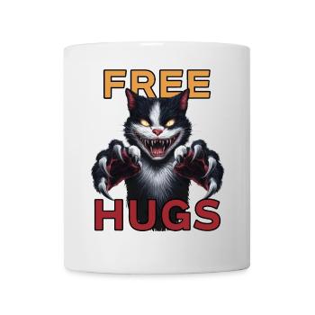 Lustige Umarmungen kostenlos Horror Grimmiger Katzenhumor - Tasse - Weiß - Vorne
