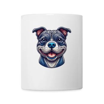 Pitbull Portrait Hundekunst Hundegesicht künstleri - Tasse - Weiß - Vorne