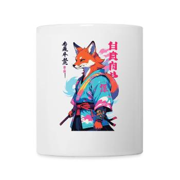 Kitsune Samurai Fuchs Aesthetic Vaporwave Stil - Tasse - Weiß - Vorne