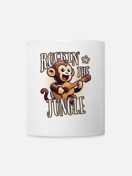 Rockin The Jungle Funny Monkey Plays Guitar - Mug - white