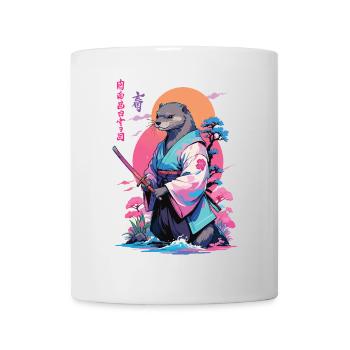 Samurai Otter Aesthetic Vaporwave Style - Mug - white - Front