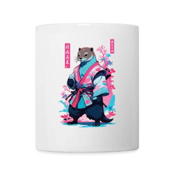 Samouraï Loutre Esthétique Vaporwave Japon Art - Mug blanc - blanc - Devant
