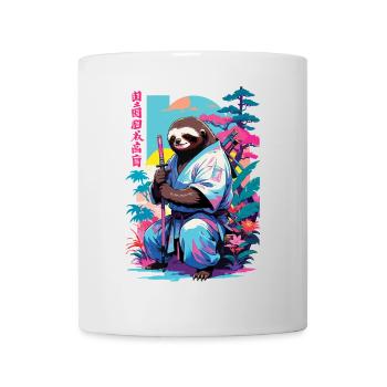 Samurai Faultier Aesthetic Vaporwave Stil - Tasse - Weiß - Vorne