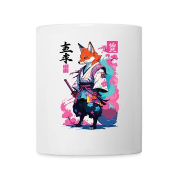 Kitsune Samurai Fuchs Aesthetic Vaporwave Stil - Tasse - Weiß - Vorne