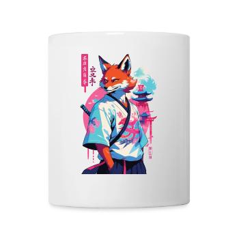 Kitsune Samurai Fuchs Aesthetic Vaporwave Stil - Tasse - Weiß - Vorne