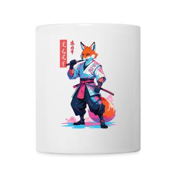 Kitsune Samurai Fox Esthétique Style Vaporwave - Mug blanc - blanc - Devant