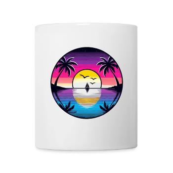 Retro Tropical Sunset Sailboat Beach Dream - Mug - white - Front