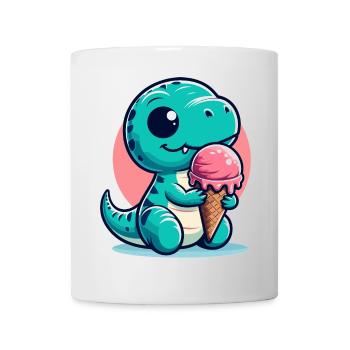 Cute T-Rex with Ice Dinosaur Gift - Mug - white - Front