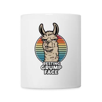 Ruhendes Mürrisches Gesicht Lama Lustiger Regenbogen Retro - Tasse - Weiß - Vorne