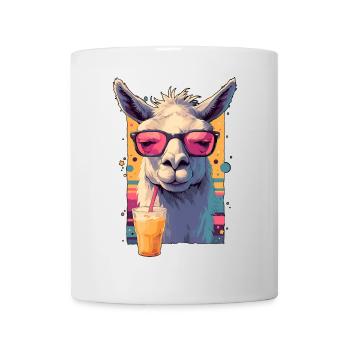 Cool Llama Resting Grump Face Funny Retro Design - Mug - white - Front