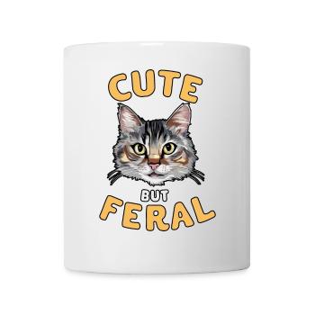 Niedliche, aber wilde Katze Lustiges Tierdesign - Tasse - Weiß - Vorne