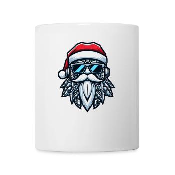 Weihnachtsmann Kopf Portrait Cool Cyborg Sonnenbri - Tasse - Weiß - Vorne