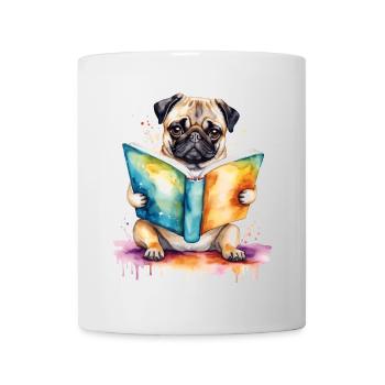 Carlin lecture livre chien coloré drôle animal design imprimer - Mug blanc - blanc - Devant