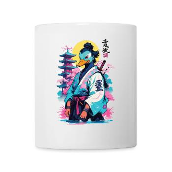 Samurai Ente In Aesthetic Vaporwave Stil - Tasse - Weiß - Vorne
