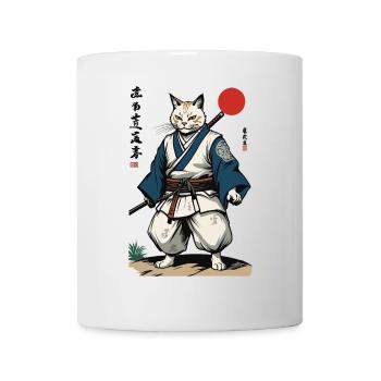 Samurai Cat Vintage Ukiyo-E Artwork Design - Mug - white - Front