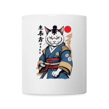 Samurai Cat Vintage Ukiyo-E Aesthetic Japan - Mug - white - Front