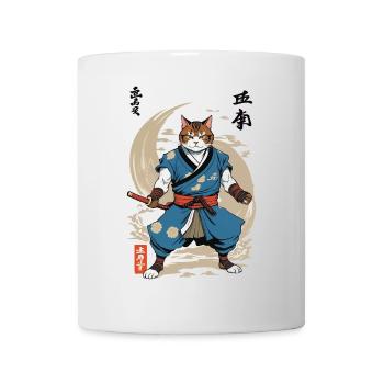 Samurai Cat Vintage Ukiyo-E Japanese - Mug - white - Front
