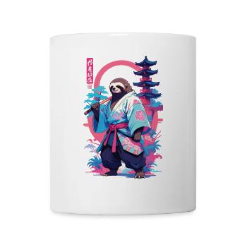 Samurai Faultier Aesthetic Vaporwave Stil - Tasse - Weiß - Vorne
