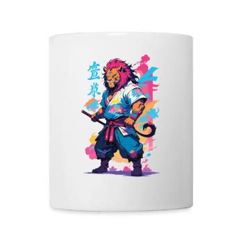 Samouraï Lion Esthétique Vaporwave Style Japon Design - Mug blanc - blanc - Devant