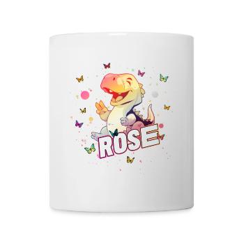 ROSE - Schöner MÄDCHEN Name mit süßem DINO - Tasse - Weiß - Vorne