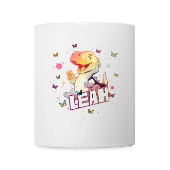LEAH - Beau nom de fille avec DINO mignon - Mug blanc - blanc - Devant
