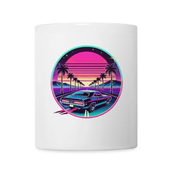 Retro Sunset Car Drive Vaporwave Aesthetic Design - Mug - white - Front