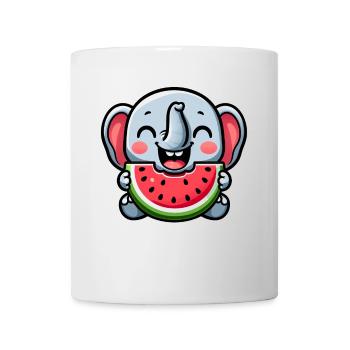 Cute elephant with watermelon summer joy - Mug - white - Front
