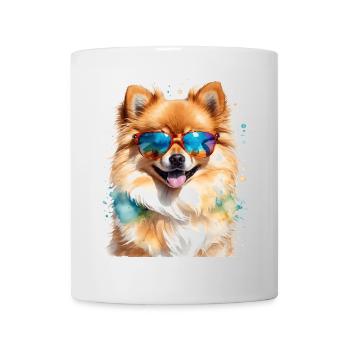 Pomeranian Pomeranian Sunglasses Dog Print - Mug - white - Front