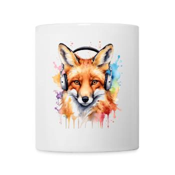 Renard Casque Musique Coloré Animal Design Imprimer - Mug blanc - blanc - Devant