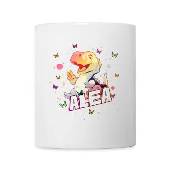 ALEA - Schöner MÄDCHEN Name mit süßem DINO - Tasse - Weiß - Vorne