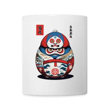 Japanese Daruma Aesthetic Yokai Streetwear - Mug - white - Front