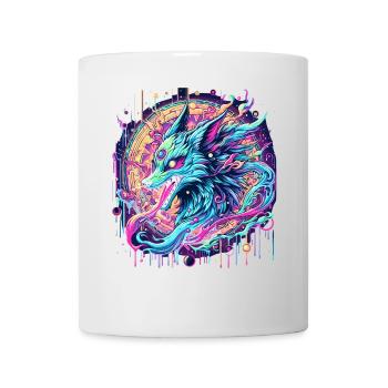 Psychedelische Fuchs Kopf Goa Kunst - Tasse - Weiß - Vorne